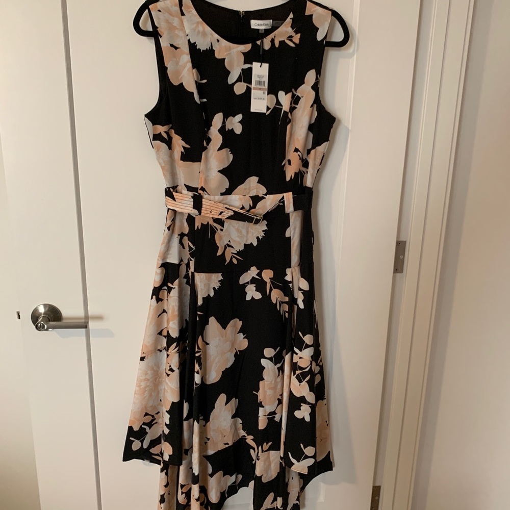 Calvin Klein Black/Blush/Cream Floral Dress - 12